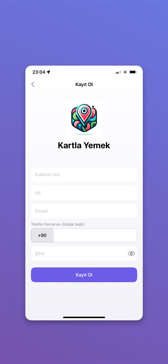 Kartla Yemek uygulaması ekran görüntüsü